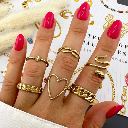 18K Gold Plated Steel Heart Ring, Longevity