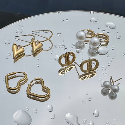 18K Gold Plated Steel Small Hearts Earrings, Longevity