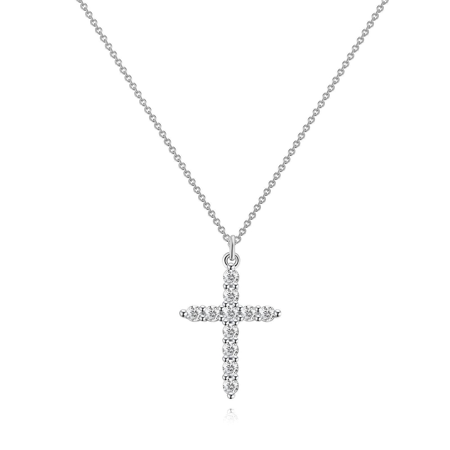 Stainless Steel Cross Necklace with cubic zirconia, Longevity - GREEN LIFE CYPRUS