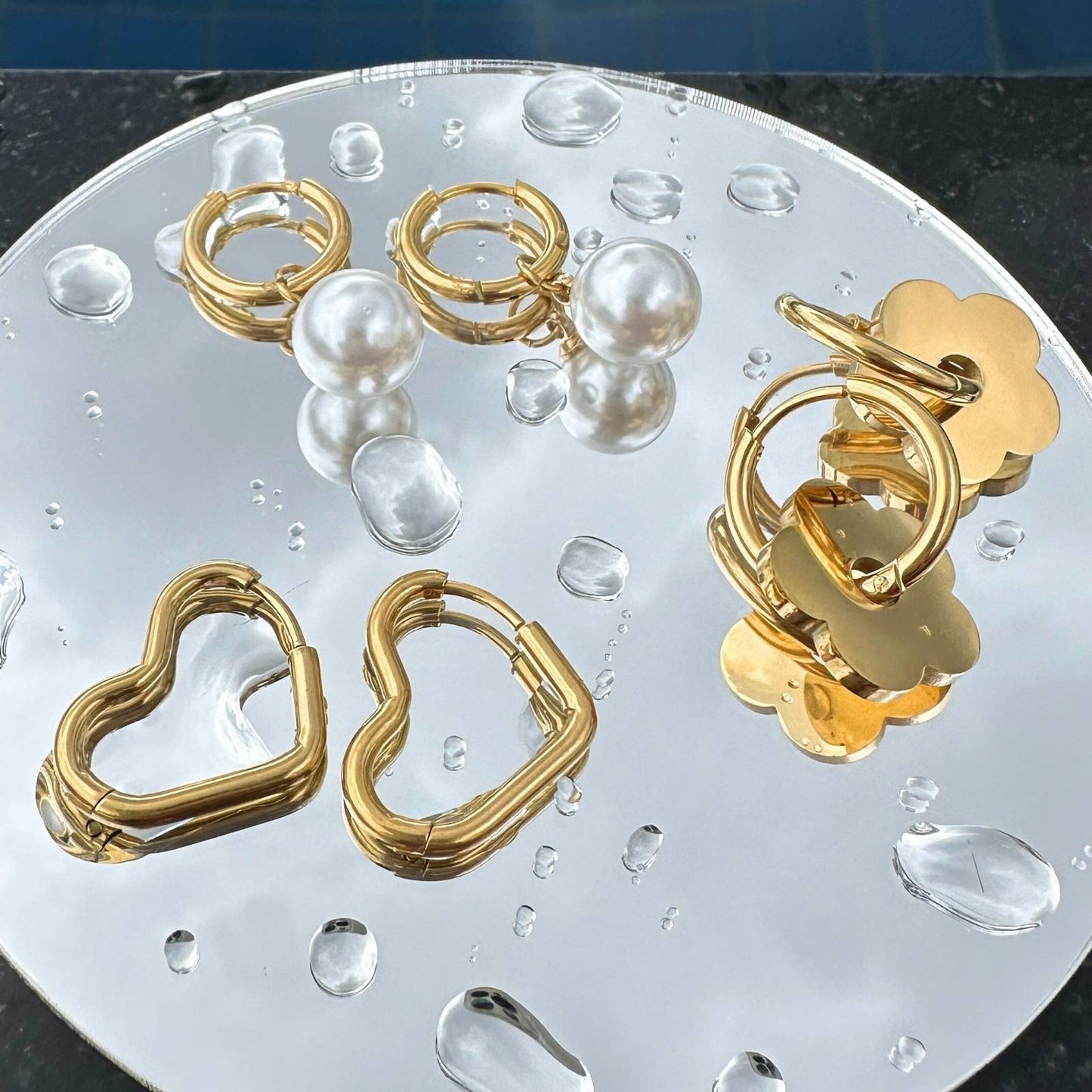18K Gold Plated Steel Small Hearts Earrings, Longevity