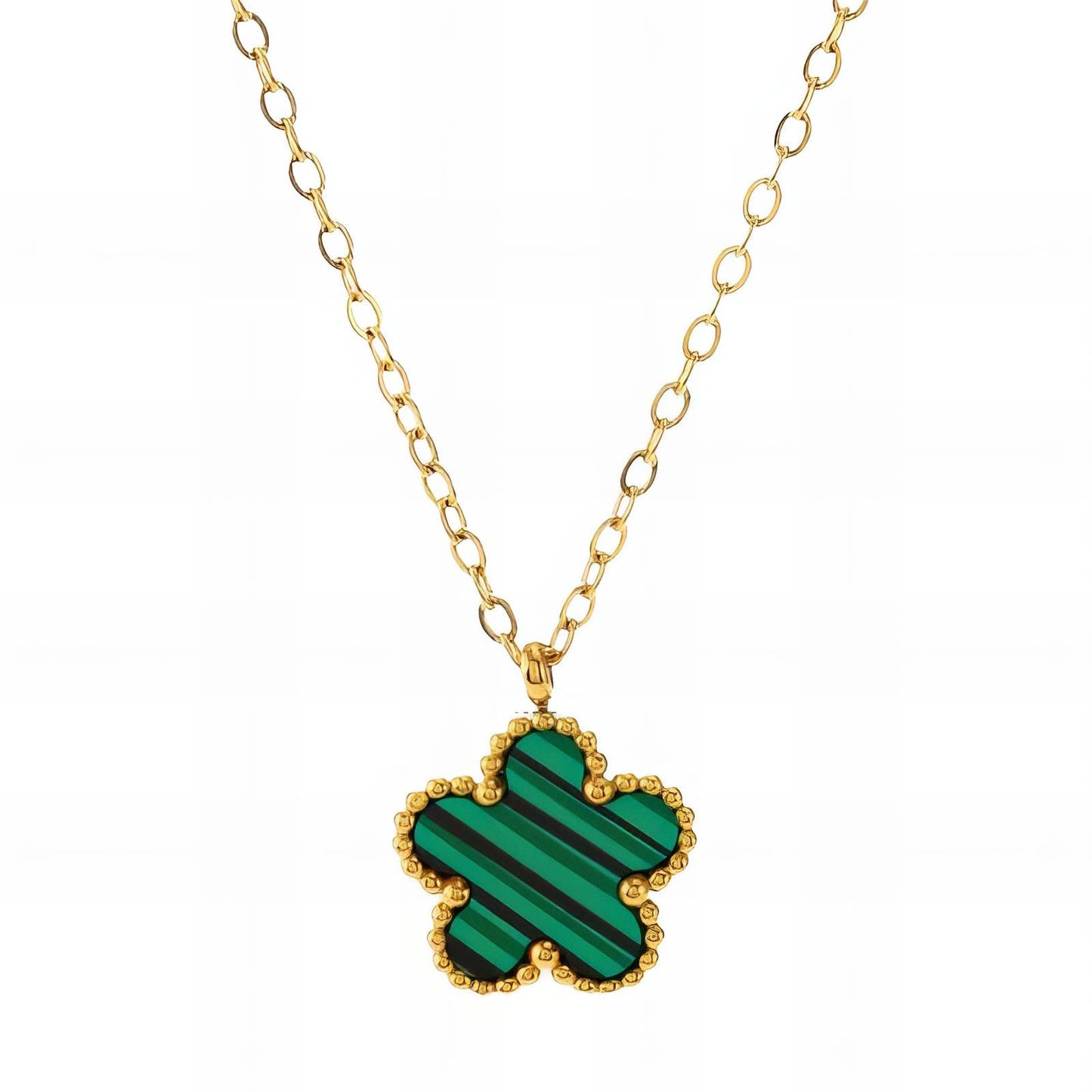 Flower" Necklace, 18K Gold Plated Steel - GREEN LIFE CYPRUS
