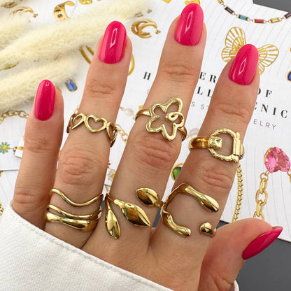 18K Gold Plated Steel Flower Ring, Longevity - GREEN LIFE CYPRUS