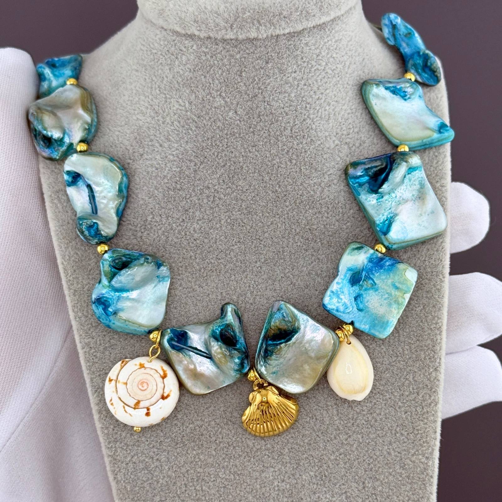 18K Gold Plated Steel Seashells Necklace, Longevity - GREEN LIFE CYPRUS