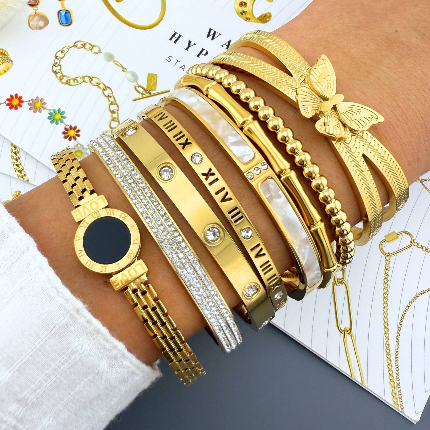 Bracelet, 18K Gold Plated Steel - GREEN LIFE CYPRUS