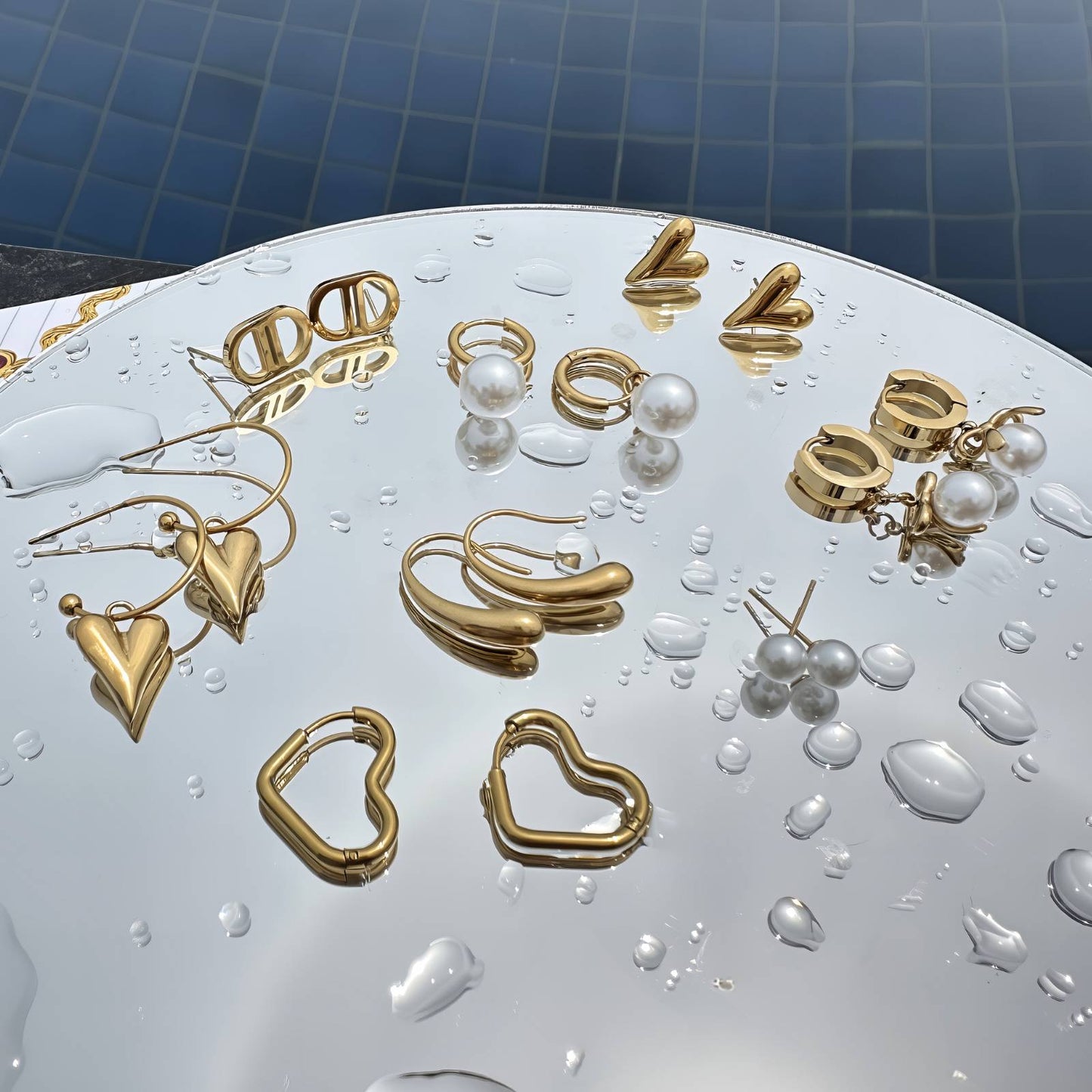 18K Gold Plated Steel Small Hearts Earrings, Longevity