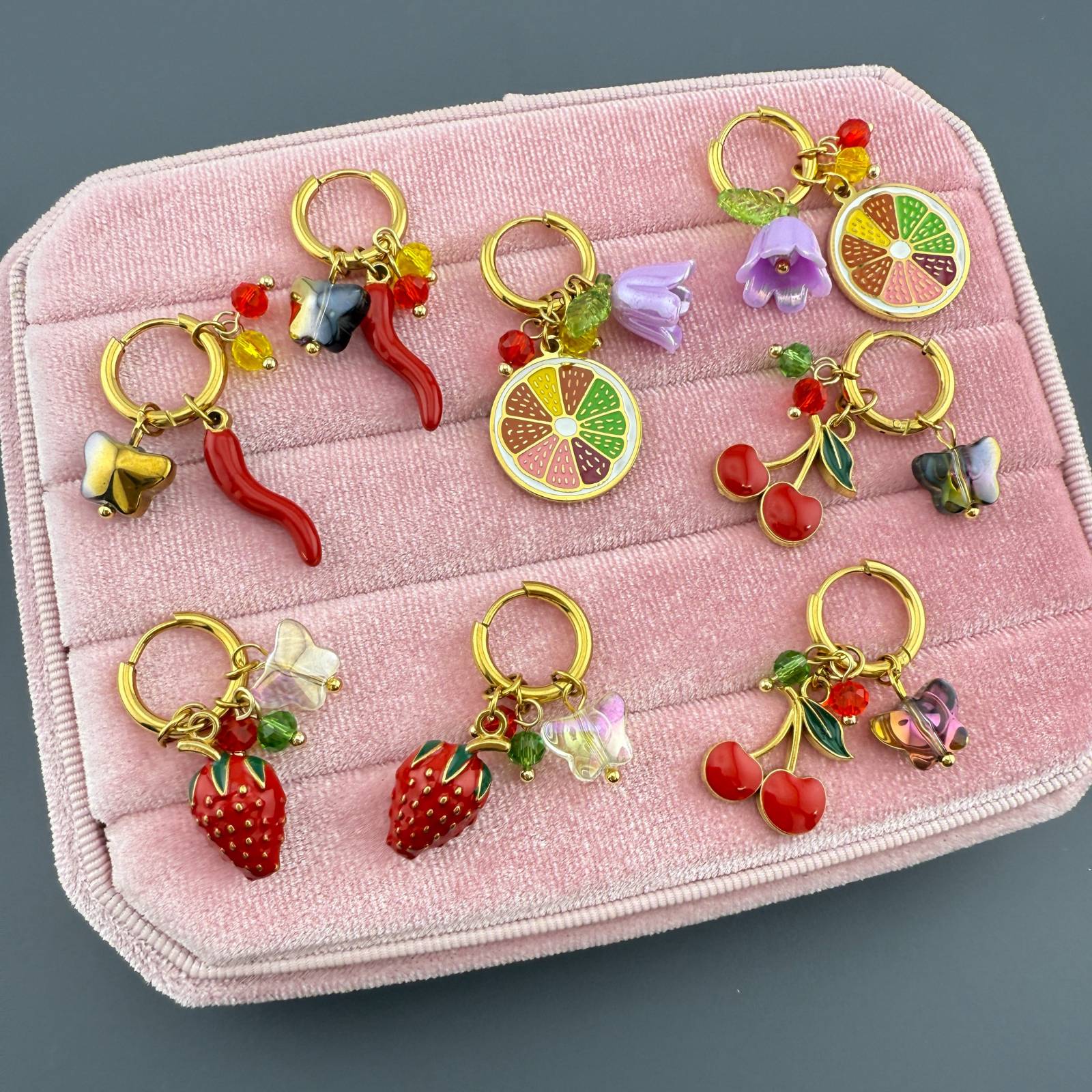 Strawberry Earrings, 18K Gold Plated Steel - GREEN LIFE CYPRUS