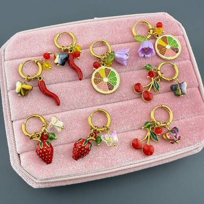 Strawberry Earrings, 18K Gold Plated Steel - GREEN LIFE CYPRUS