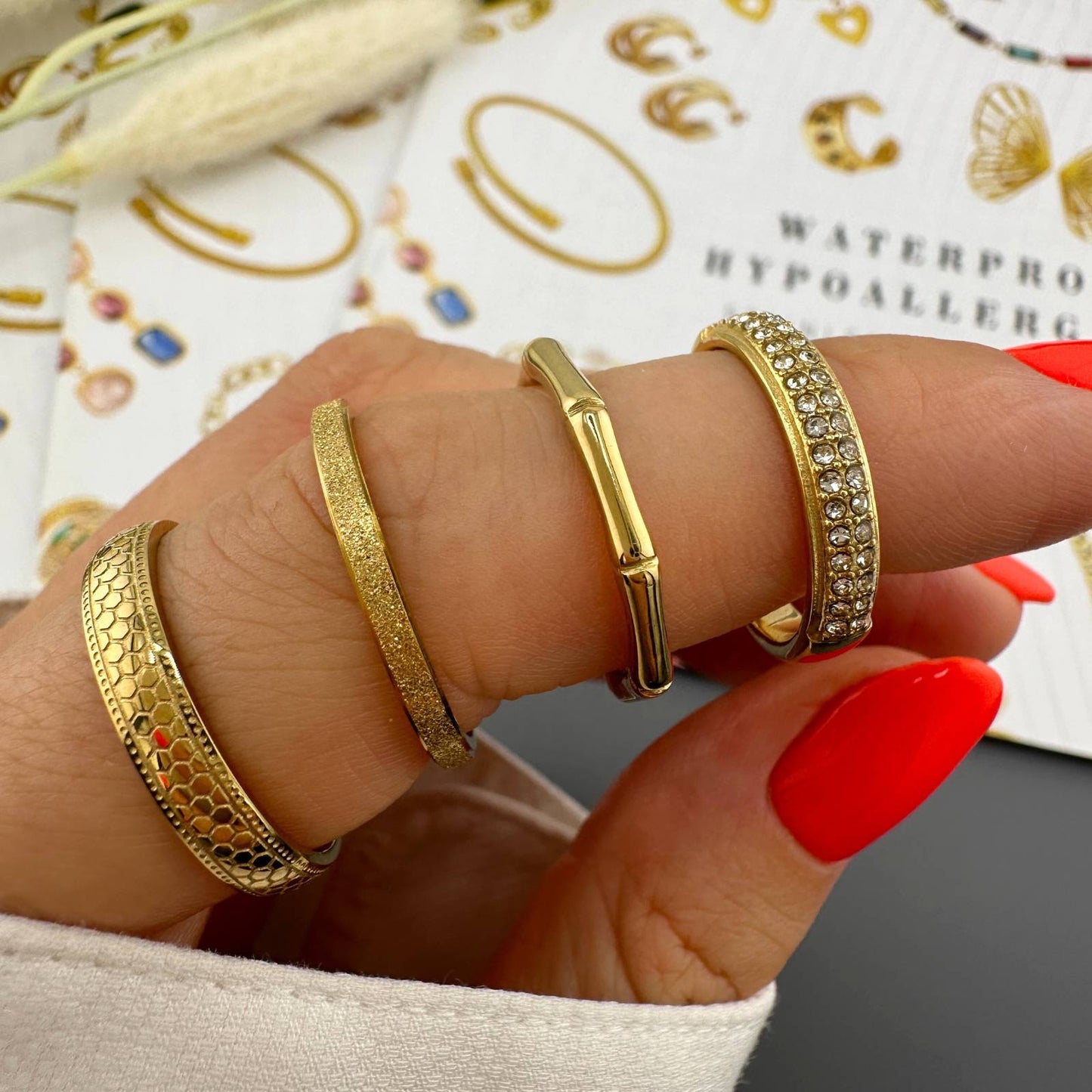 18K Gold Plated Steel Ring, Longevity - GREEN LIFE CYPRUS