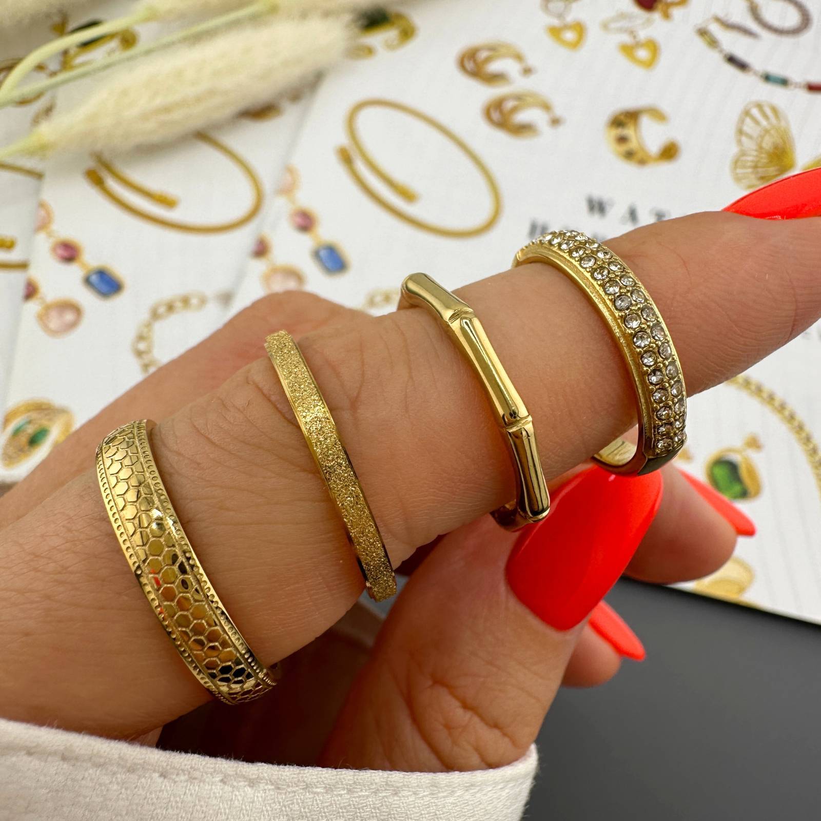 18K Gold Plated Steel Ring, Longevity - GREEN LIFE CYPRUS