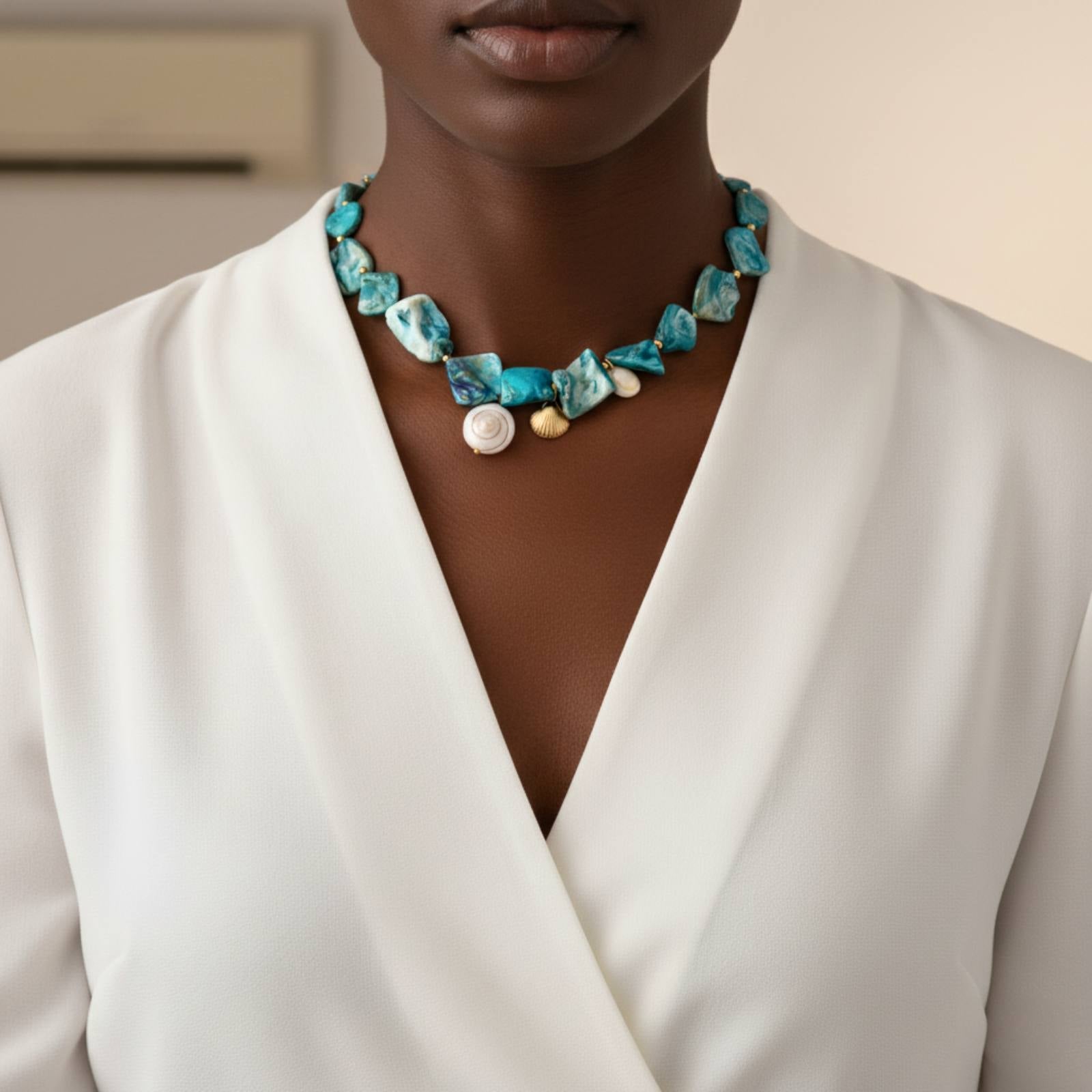 18K Gold Plated Steel Seashells Necklace, Longevity - GREEN LIFE CYPRUS