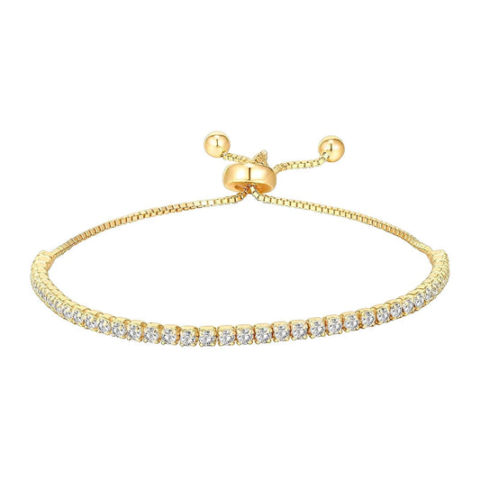 Tennis Bracelet, 18K Gold Plated Brass - GREEN LIFE CYPRUS