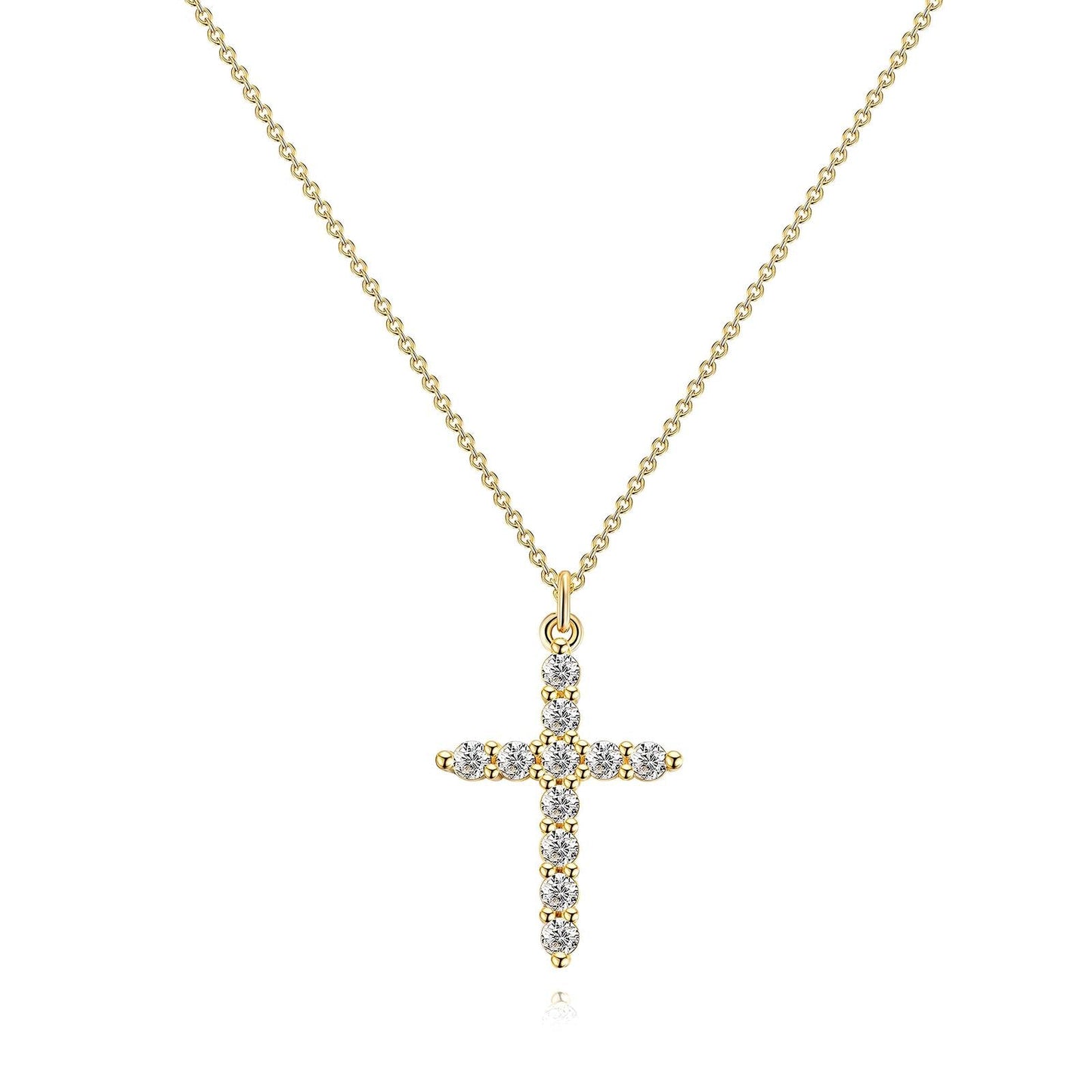 18K Gold Plated Steel Cross Necklace with Cubic Zirconia, Longevity - GREEN LIFE CYPRUS