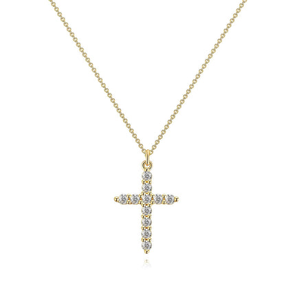 18K Gold Plated Steel Cross Necklace with Cubic Zirconia, Longevity - GREEN LIFE CYPRUS