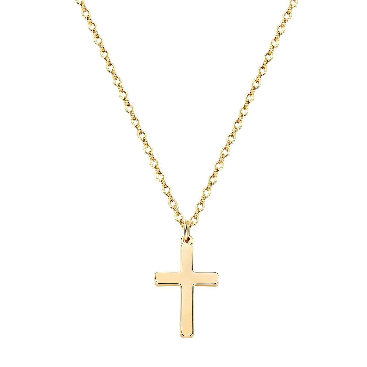 18K Gold Plated Steel Cross Necklace, Longevity - GREEN LIFE CYPRUS