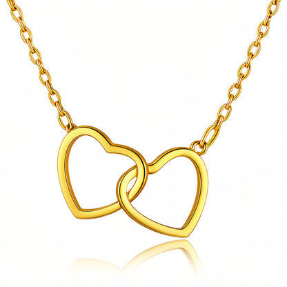 18K Gold Plated Steel Two Hearts Necklace, Longevity