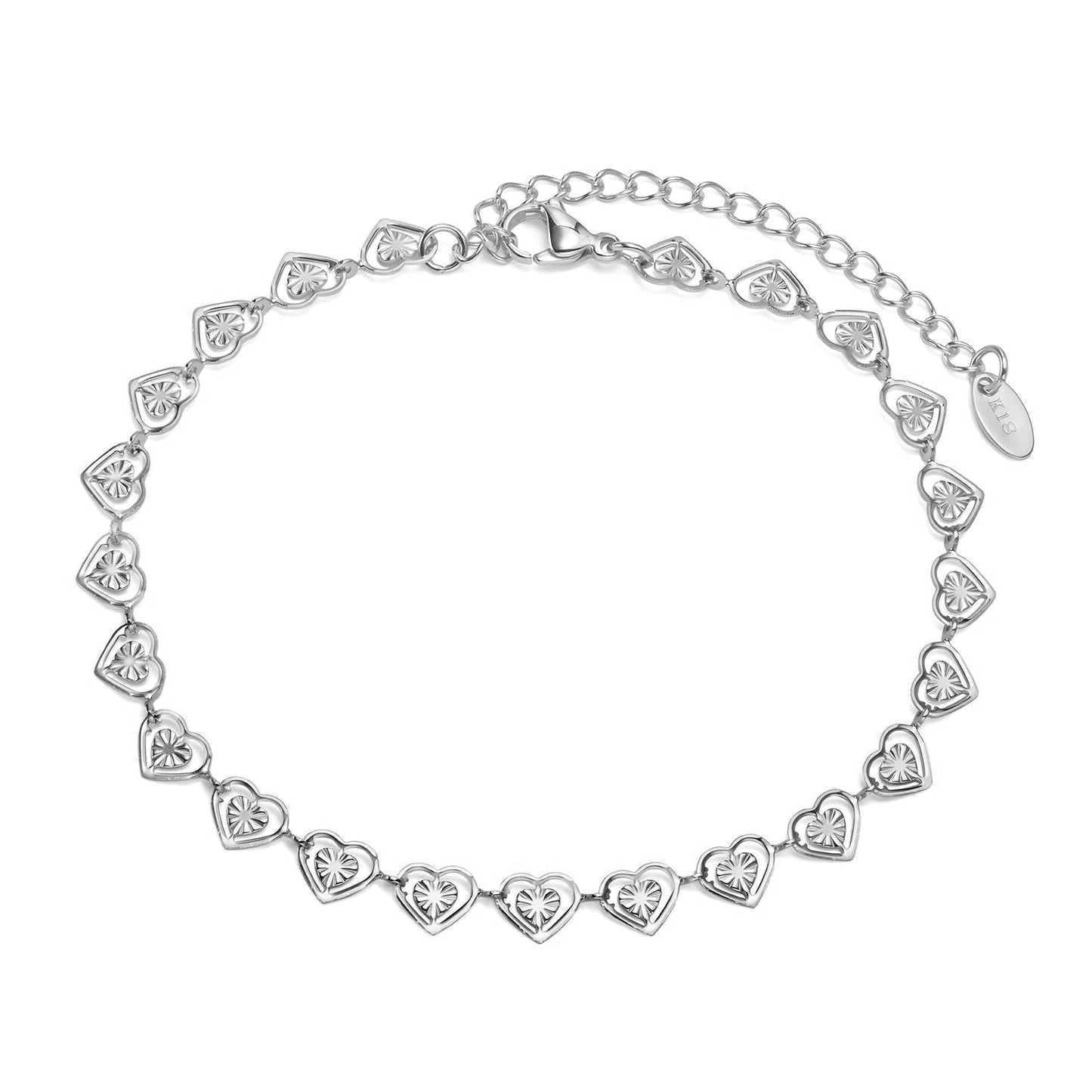 Hearts Bracelet, Stainless Steel - GREEN LIFE CYPRUS