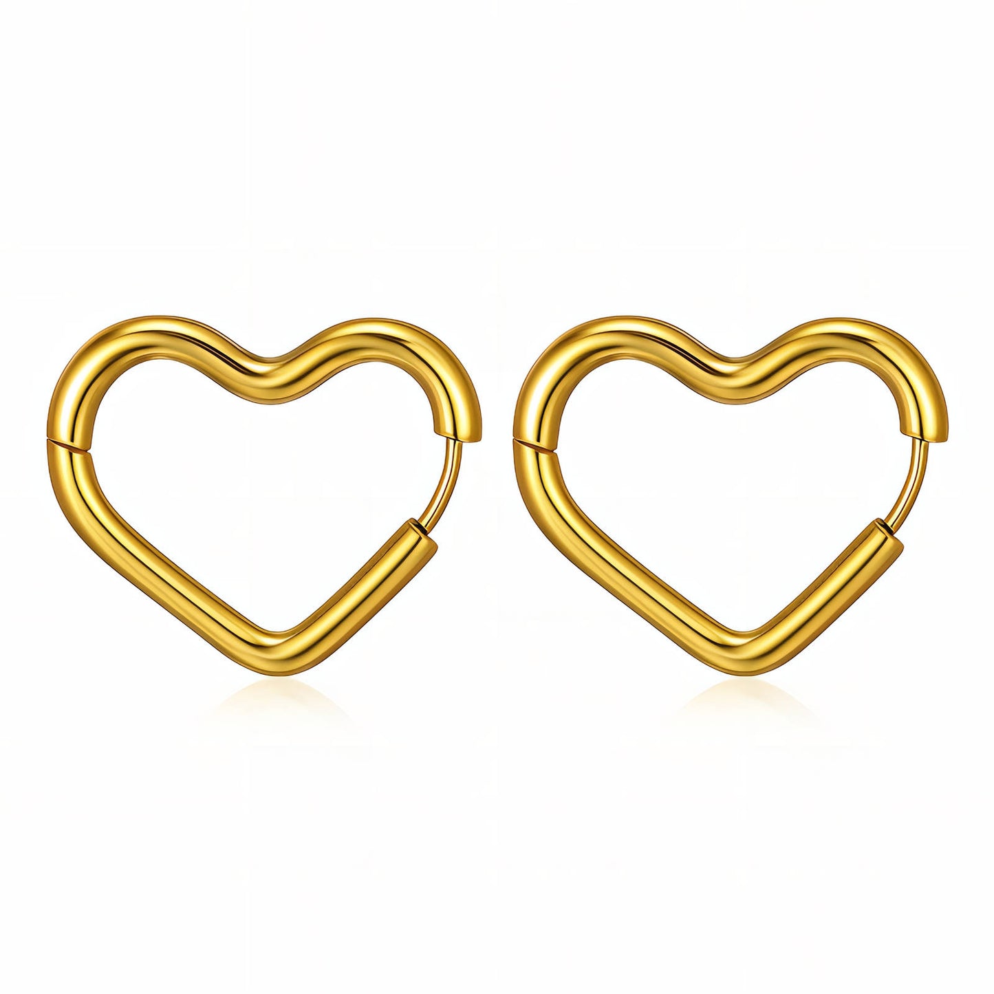 18K Gold Plated Steel Small Hearts Earrings, Longevity