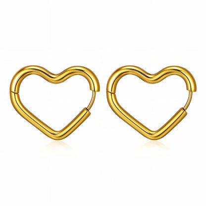 18K Gold Plated Steel Small Hearts Earrings, Longevity