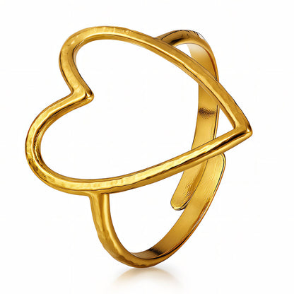 18K Gold Plated Steel Heart Ring, Longevity