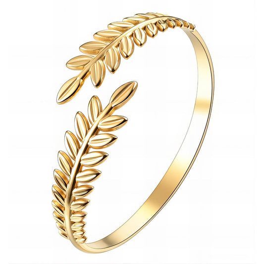 Leaves" Bracelet, 18K Gold Plated Steel - GREEN LIFE CYPRUS