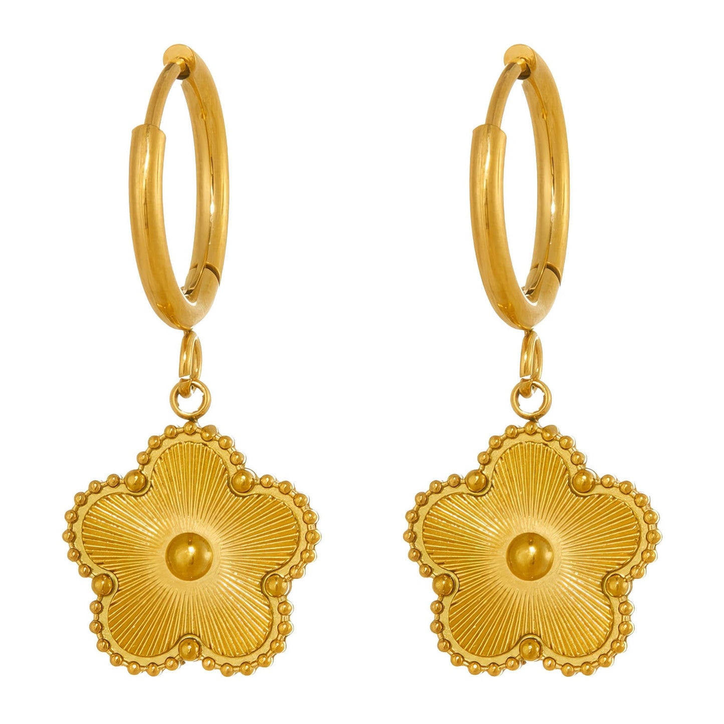 Flowers" Earrings, 18K Gold Plated Steel - GREEN LIFE CYPRUS