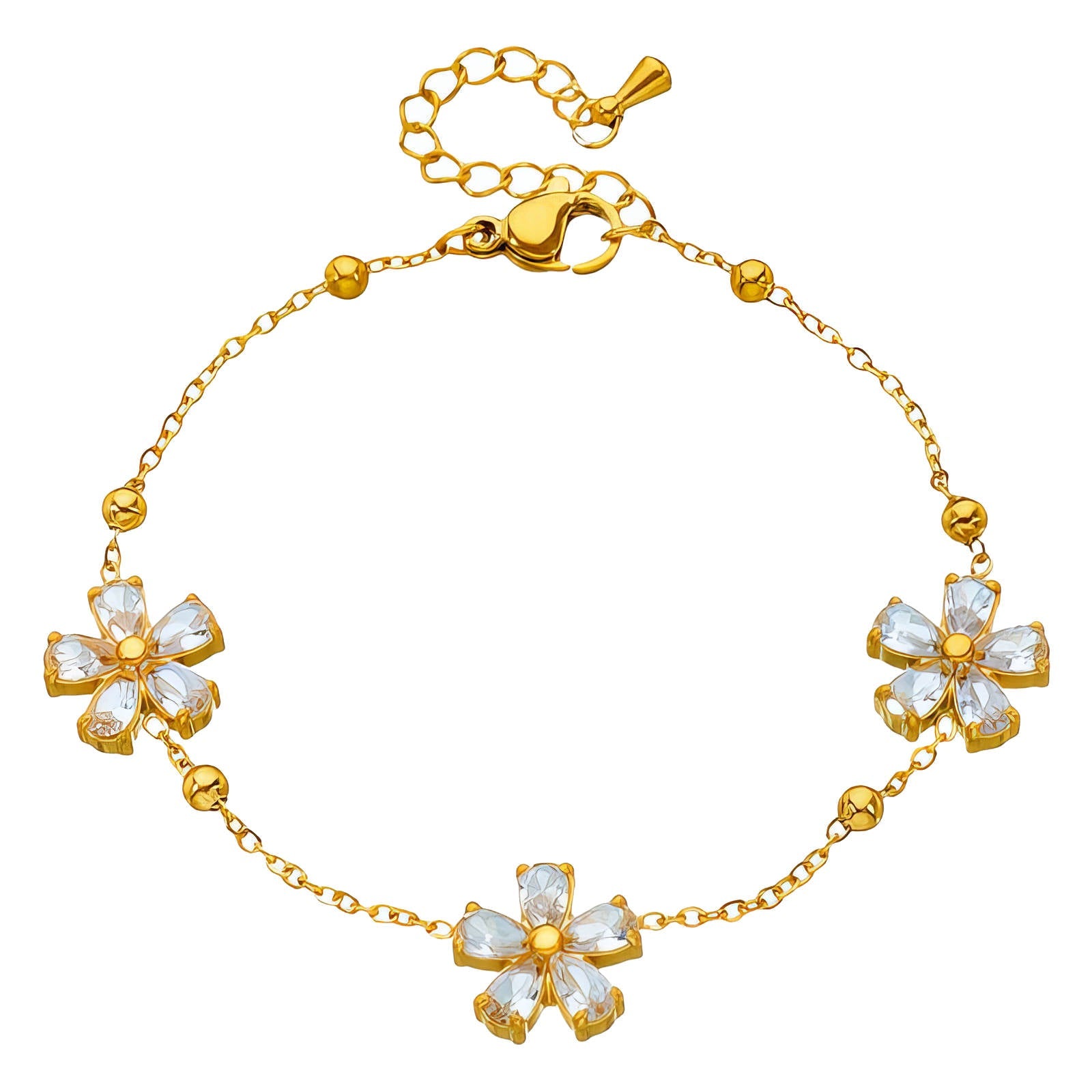 Flower Meadow" Bracelet, 18K Gold Plated Steel - GREEN LIFE CYPRUS