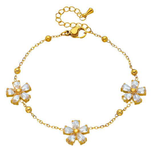 Flower Meadow" Bracelet, 18K Gold Plated Steel - GREEN LIFE CYPRUS