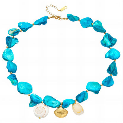 18K Gold Plated Steel Seashells Necklace, Longevity - GREEN LIFE CYPRUS