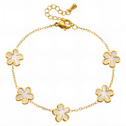 18K Gold Plated Steel Flower Meadow Bracelet, Longevity