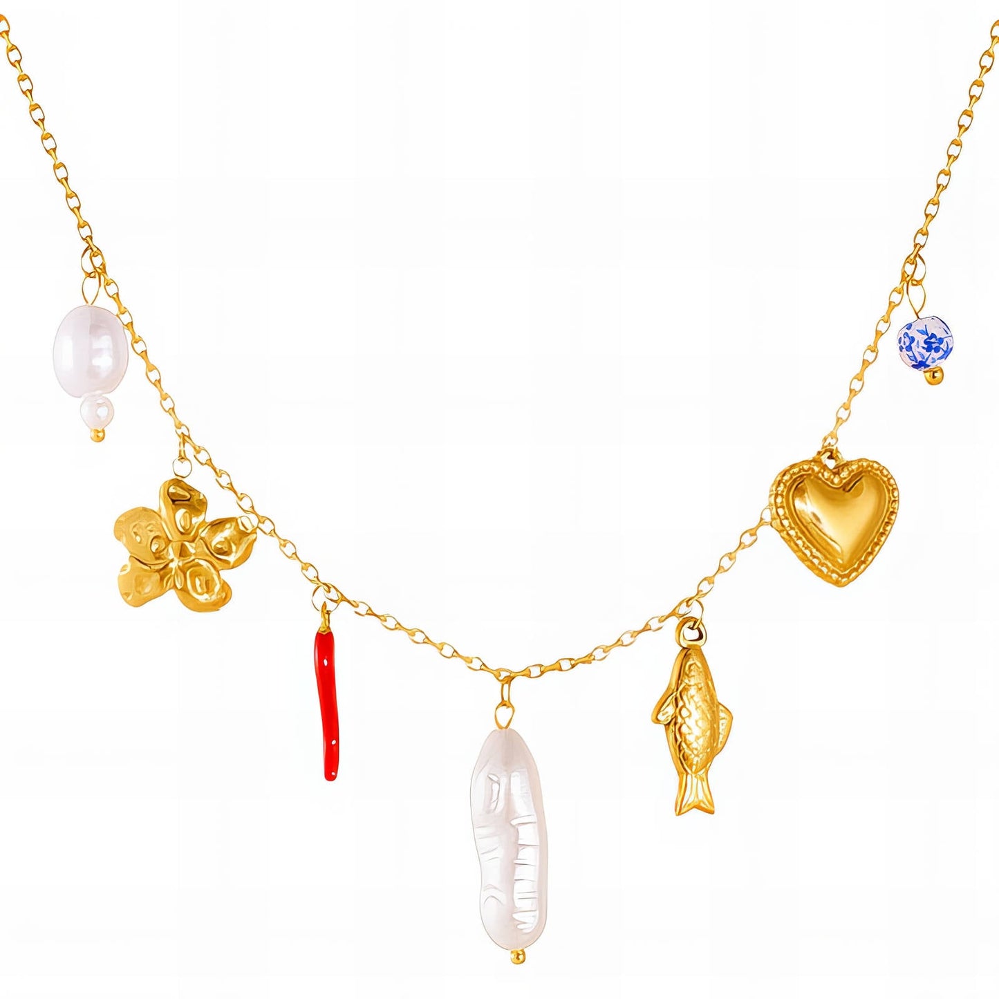 18K Gold Plated Steel Fancy Details Necklace, Longevity - GREEN LIFE CYPRUS