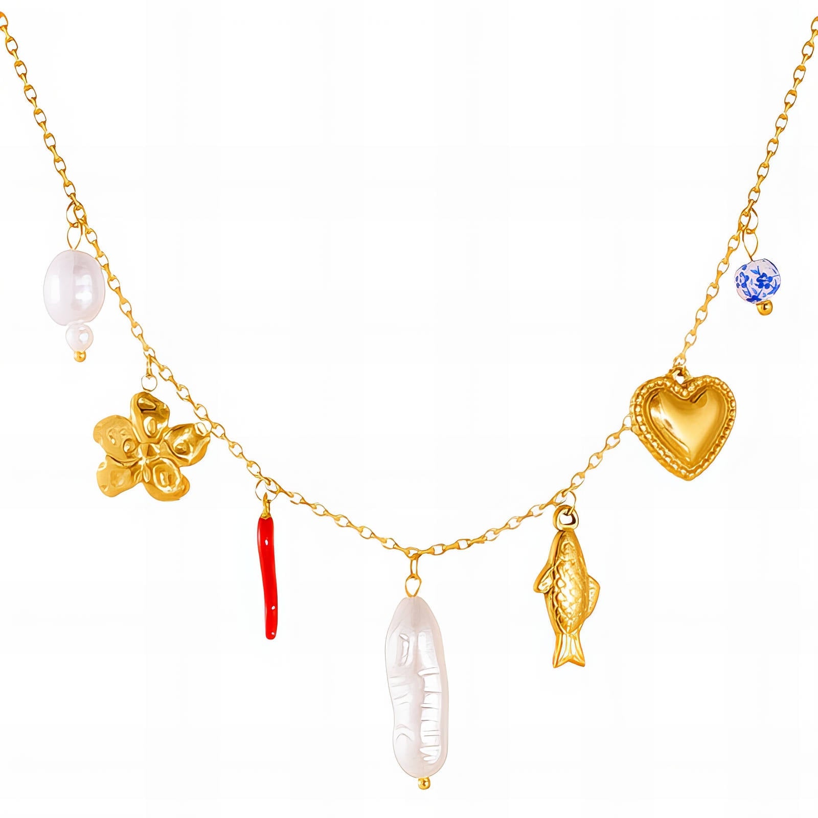 18K Gold Plated Steel Fancy Details Necklace, Longevity - GREEN LIFE CYPRUS