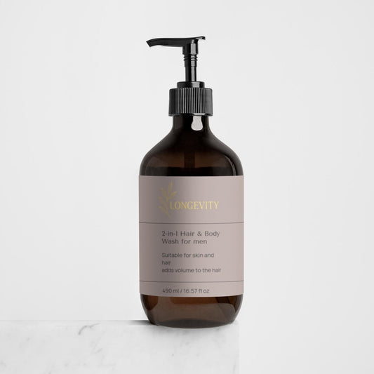 Longevity, 2-in-1 Hair & Body Wash for men, 490 ml / 16.57 fl oz - GREEN LIFE CYPRUS