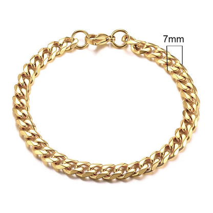 Men’s gold-tone steel chain bracelet 7 mm (BR193)