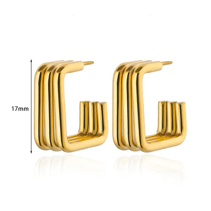 Earrings (18K gold-plated steel) – Square (EA061)