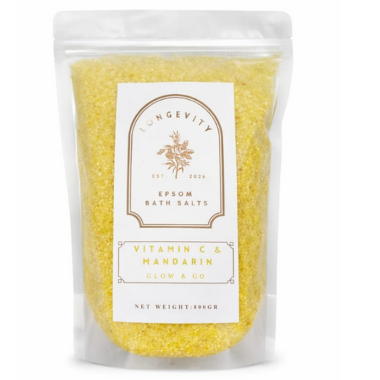Longevity Vitamin C & Mandarin Epsom Bath Salt – Glow & Go
