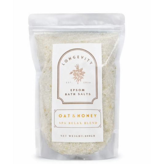 Longevity Oat & Honey Epsom Bath Salt – Spa Relax Blend