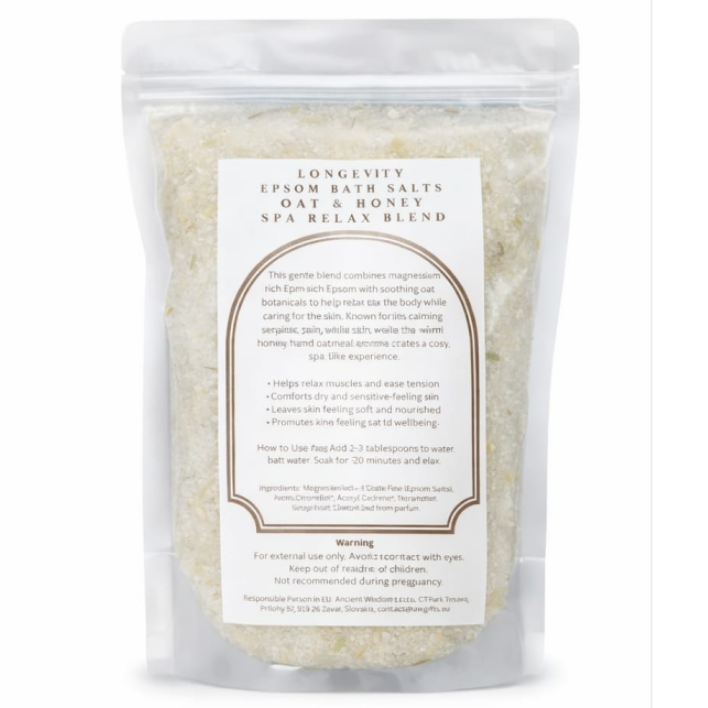 Longevity Oat & Honey Epsom Bath Salt – Spa Relax Blend