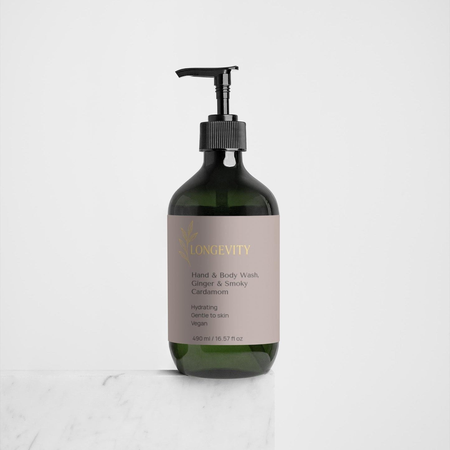 Longevity, Hand & Body Wash – Ginger & Smoky Cardamom (490ml)