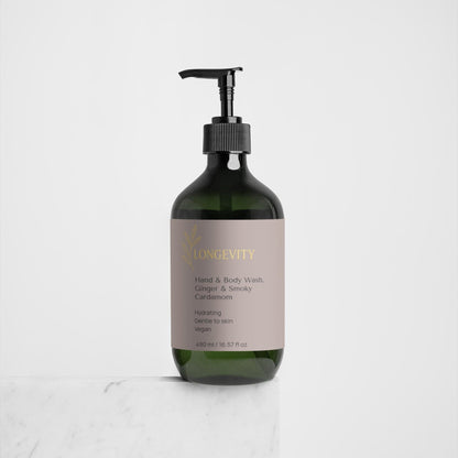 Longevity, Hand & Body Wash – Ginger & Smoky Cardamom (490ml)
