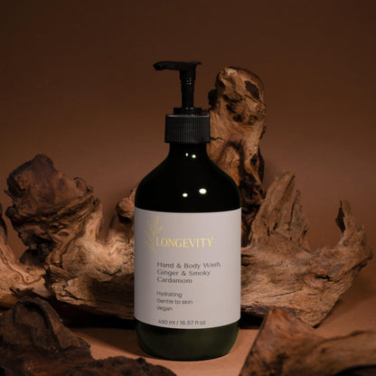 Longevity, Hand & Body Wash – Ginger & Smoky Cardamom (490ml)